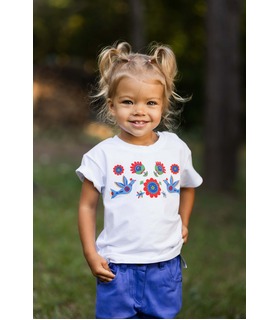 Футболка дитяча "Пташки" ФБ942 (100) ➤ дитяча футболка з етно мотивами від МамаТато