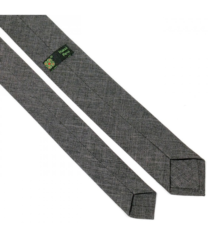 Галстук ᐉ Вышитый галстук темно-серого цвета с коричневым оттенком 682, костюмная ткань ※ Украина