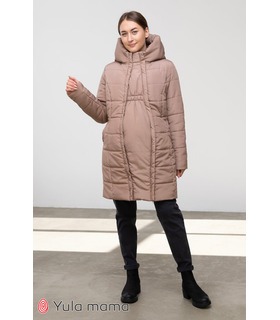 Зимова куртка вагітним Ейла CA ➤ коричневе зимове пальто вагітним від МамаТато