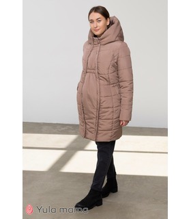 Зимова куртка вагітним Ейла CA ➤ коричневе зимове пальто вагітним від МамаТато