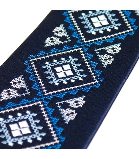 Краватка ᐉ Вишита краватка темно-синього кольору Громовик, сатин ※ Україна