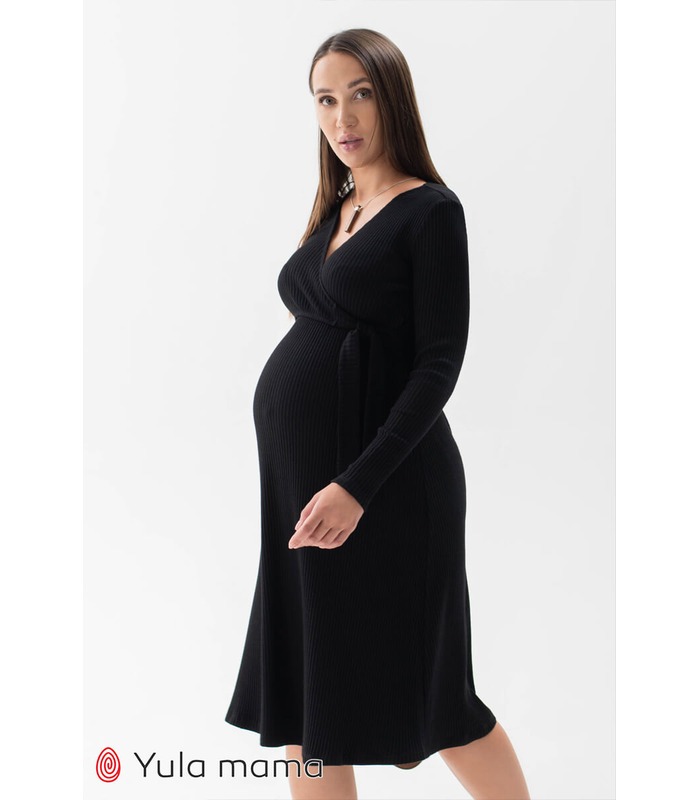 Сукня Памела CH ➤ чорне ангорове плаття вагітним та годуючим від МамаТато