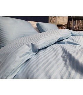 Комплект постільної білизни "Lux Light Blue" Сатин Stripe зі 100% бавовни, смуга 1/1 см
