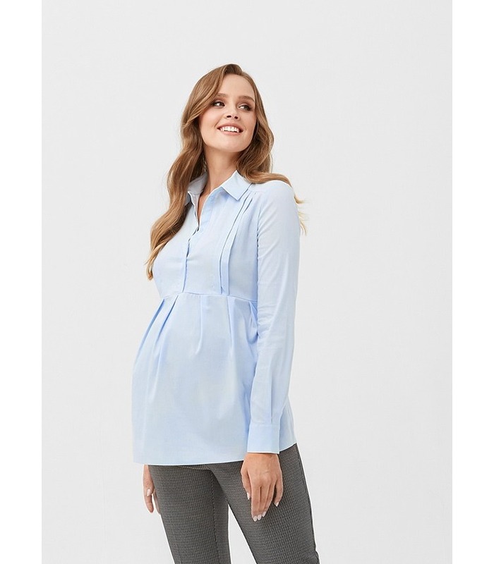 Сорочка Астрід BB ➤ блакитна блуза вагітним та годуючим