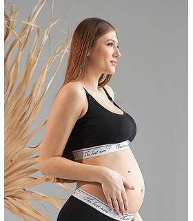 Топ Илер ➤ черный спортивный топ для беременных и кормящих от МамаТато