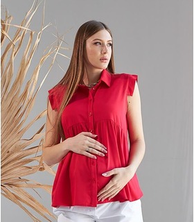 Блуза Анж ➤ червона сорочка без рукавів для вагітних та годуючих від МамаТато