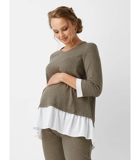 Блуза Иринка BR ➤ коричневая трикотажная блуза беременным и кормящим