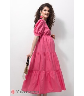 Платье Перис RO ➤ розовое ярусное платье беременным и кормящим от МамаТато