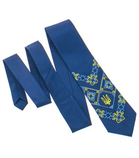 Краватка ᐉ Вишита краватка темно-синього кольору Щек, сатин ※ Україна