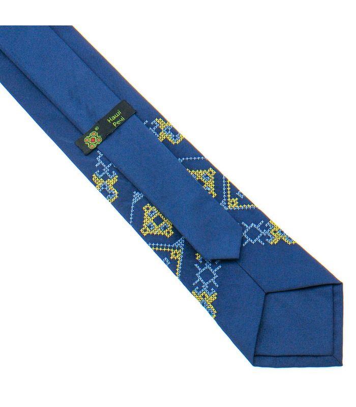 Галстук ᐉ Вышитый темно-синего цвета Щек, сатин ※ Украина