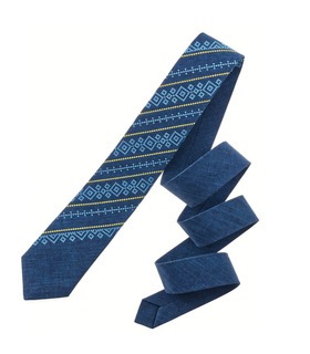 Краватка ᐉ Вишита краватка синього кольору 966, костюмна тканина ※ Україна