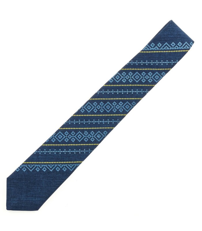 Краватка ᐉ Вишита краватка синього кольору 966, костюмна тканина ※ Україна