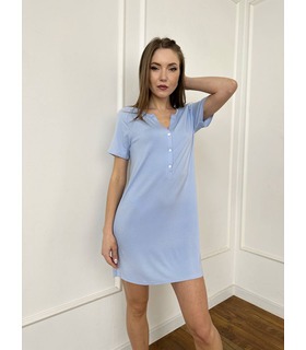 Универсальная ночнушка Лейзи мод.24190 BB ➤ голубая ночная рубашка с коротким рукавом от МамаТато