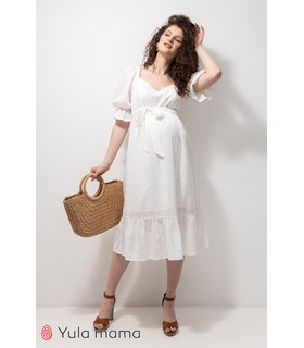 Платье Мери WH ➤ белое платье из прошвы для беременных и кормящих от МамаТато