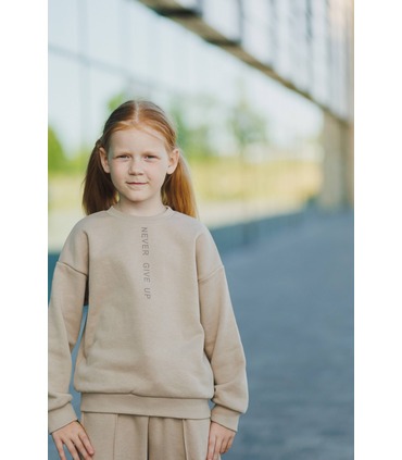 Дитячий джемпер ДЖ343 (G00) - дитячий бежевий джемпер з написом від МамаТато