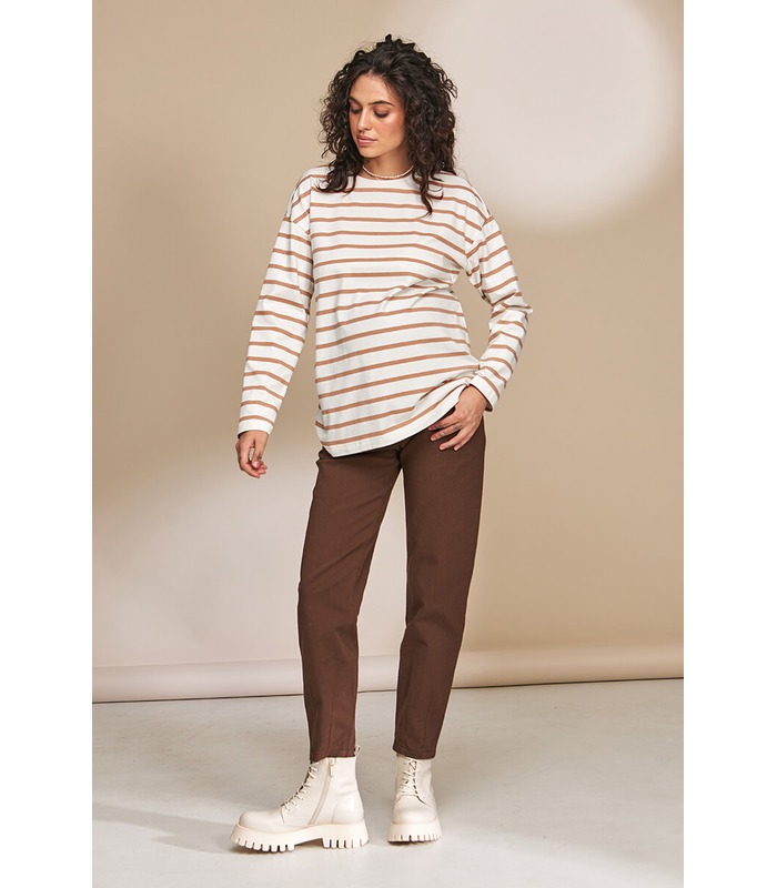 Штаны Лоун BR - коричневые штаны беременным осень от МамаТато