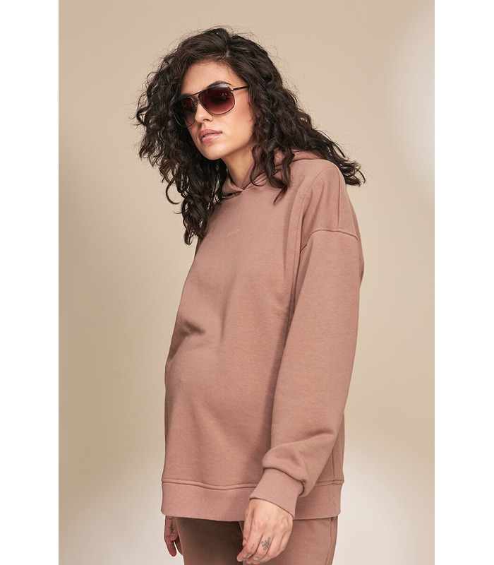 Худи Мира CA - коричневая кофта с капюшоном для беременных и кормящих от МамаТато