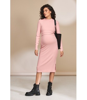Платье Сальма RO ➤ розовое трикотажное платье для беременных и кормящих