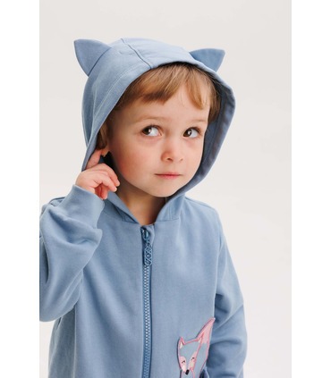 Детская кофта КФ224 (R00) - детская бирюзовая кофта на замочке с лисичкой от МамаТато