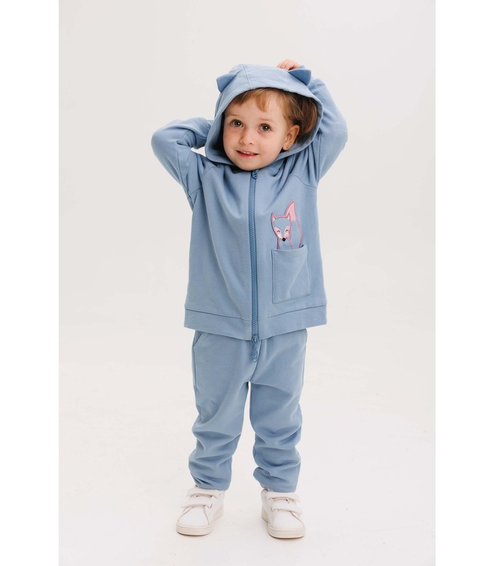 Детская кофта КФ224 (R00) - детская бирюзовая кофта на замочке с лисичкой от МамаТато