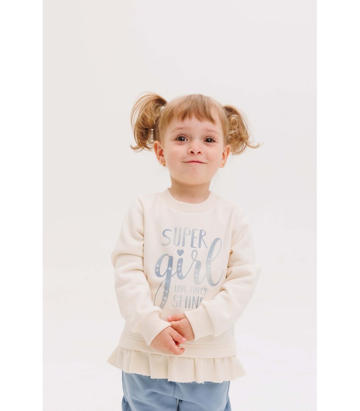 Детский джемпер ДЖ333 (200) - молочный детский джемпер с надписью от МамаТато