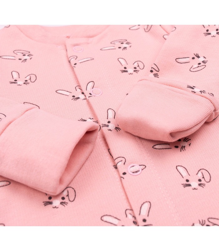 Дитячий комбінезон КБ122 байка(301) - рожевий байковий дитячий комбінезон з зайчиками від МамаТато