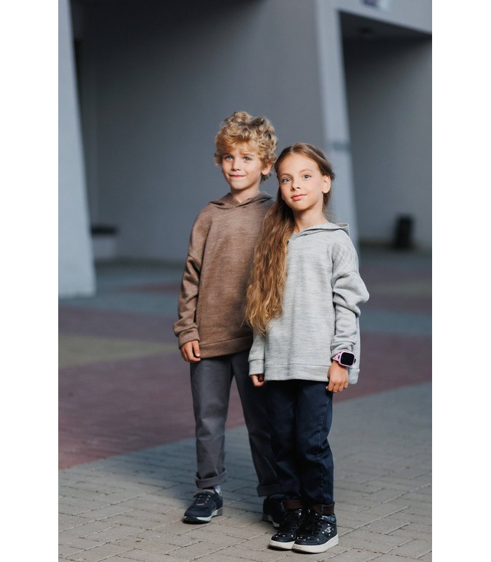 Детское худи ДЖ345 (X00) - детская серая вязаная кофта с капюшоном от МамаТато