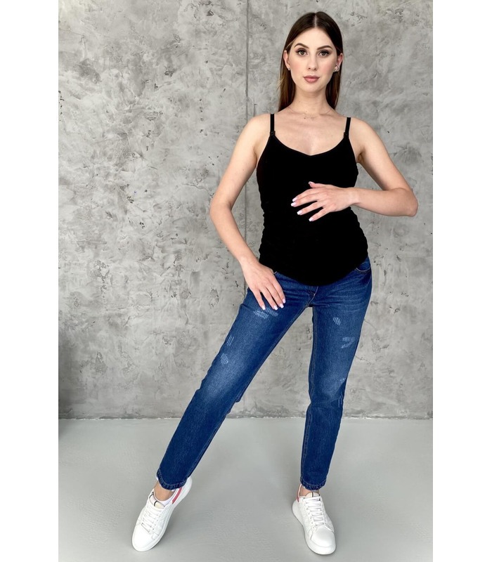 Джинсы для беременных мод.2313 0032 - синие джинсы беременным с высокой трикотажной вставкой от МамаТато