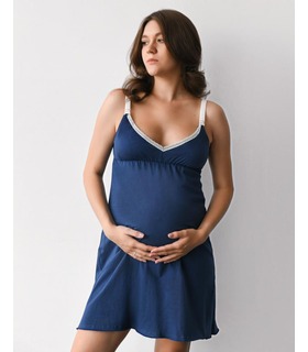 Нічна сорочка мод.24133 Індиго ➤ синя ночнушка вагітним та годуючим від МамаТато