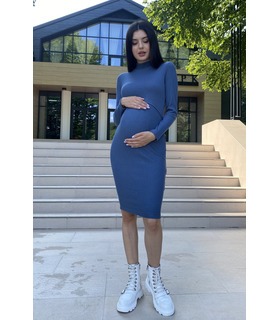 Сукня для вагітних мод.2311 1108 ➤ модна синя сукня для вагітних та для годування від МамаТато