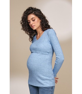 Джемпер Хелен BB ➤ теплий блакитний джемпер вагітним та годуючим від МамаТато