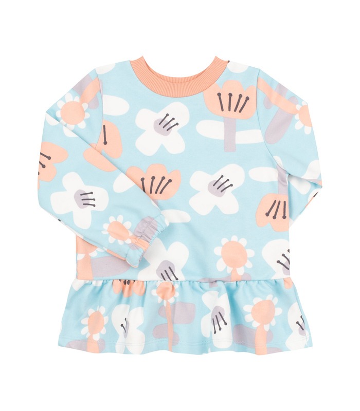 Детский костюм КС749 (R01) - теплый костюм в цветочек для девочки от МамаТато