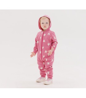 Дитячий комбінезон КБ209 (301) - теплий рожевий дитячий комбінезон з лисичками від МамаТато