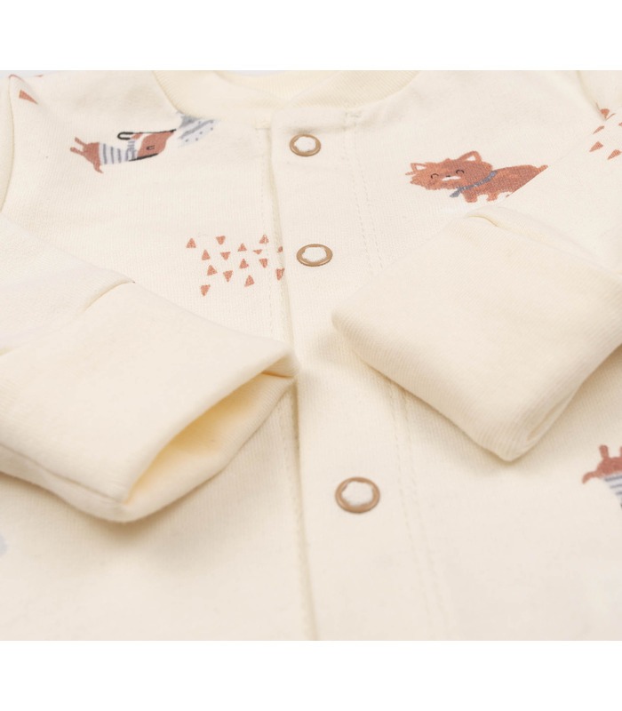 Детский комбинезон КБ122 байка (201) - молочный байковый детский комбинезон с собачками от МамаТато