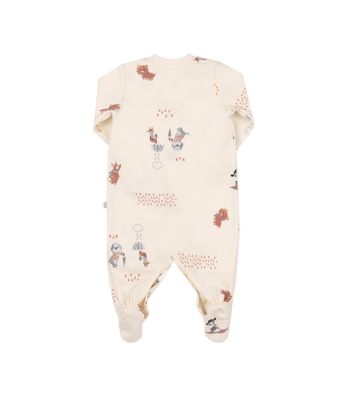 Детский комбинезон КБ122 байка (201) - молочный байковый детский комбинезон с собачками от МамаТато