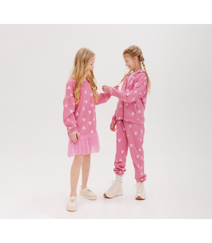 Дитячий костюм КС750 (301) - теплий рожевий дитячий костюм з лисичками від МамаТато