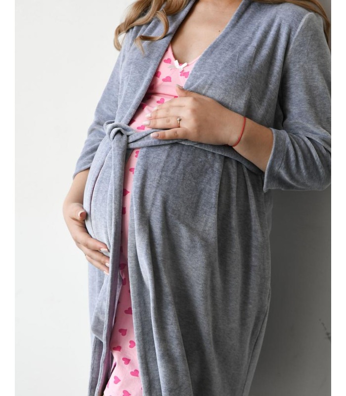 сірий велюровий халат купити