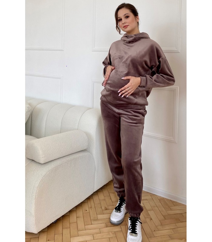 Спортивный костюм для беременных мод.2229(8) 1342 - теплый коричневый костюм беременным от МамаТато