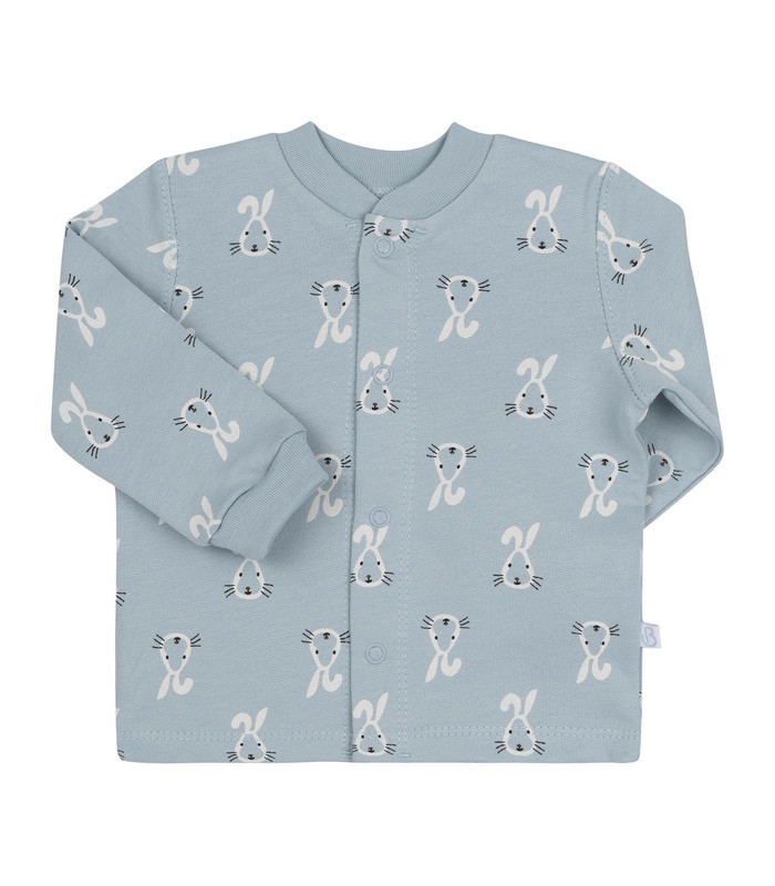Детская рубашка РБ97 байка (401) - теплая голубая детская рубашечка с зайчиками от МамаТато