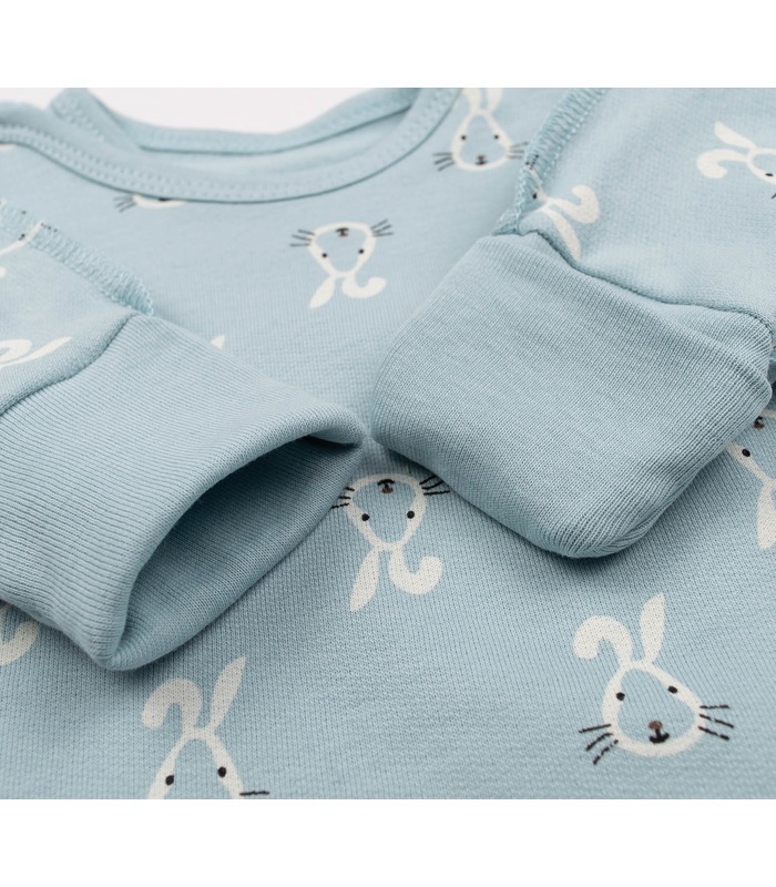 Распашонка байковая РП7 (401) - голубая байковая распашонка с зайчиками от МамаТато