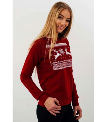 бордовий різдвяний світшот