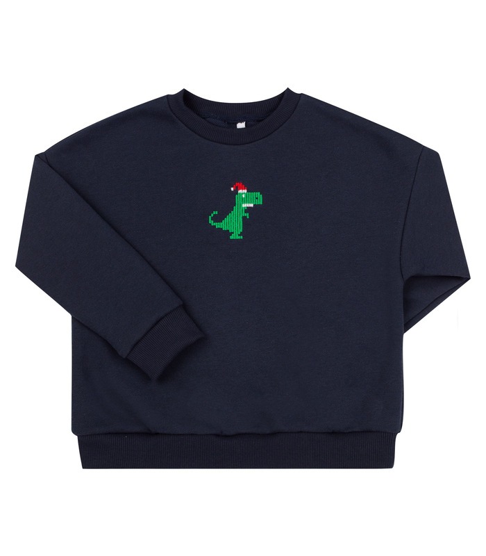 Дитячий джемпер ДЖ350 (205) - дитячий синій джемпер з новорічною вишивкою від МамаТато