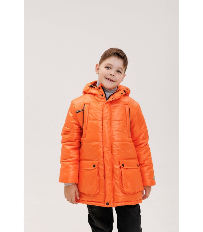 Детская зимняя куртка КТ309 (D00) - оранжевая зимняя куртка для мальчика от МамаТато