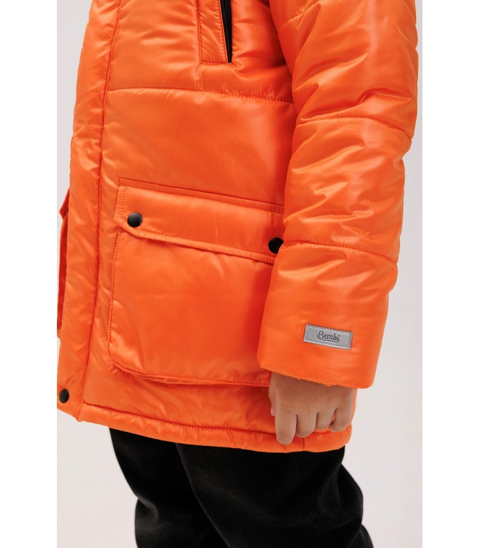 Детская зимняя куртка КТ309 (D00) - оранжевая зимняя куртка для мальчика от МамаТато