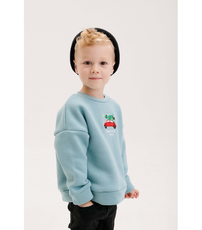 Дитячий джемпер ДЖ337 (U06) - ментоловий дитячий новорічний джемпер з начосом від МамаТато