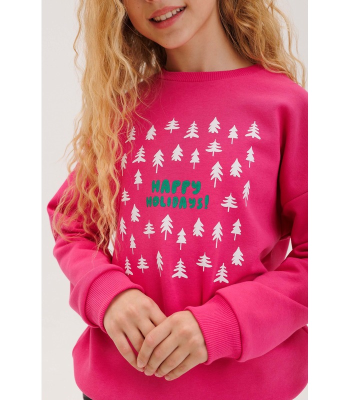 Дитячий джемпер ДЖ337 (705) - рожевий дитячий новорічний джемпер з написом від МамаТато