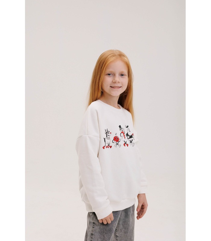 Дитячий джемпер ДЖ350 (205) - дитячий молочний джемпер з новорічним принтом від МамаТато