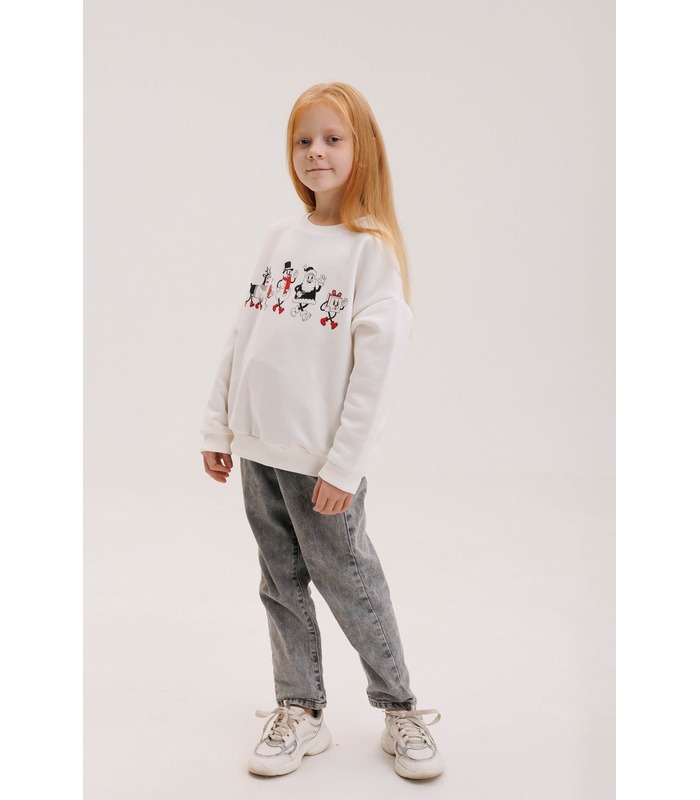 Дитячий джемпер ДЖ350 (205) - дитячий молочний джемпер з новорічним принтом від МамаТато