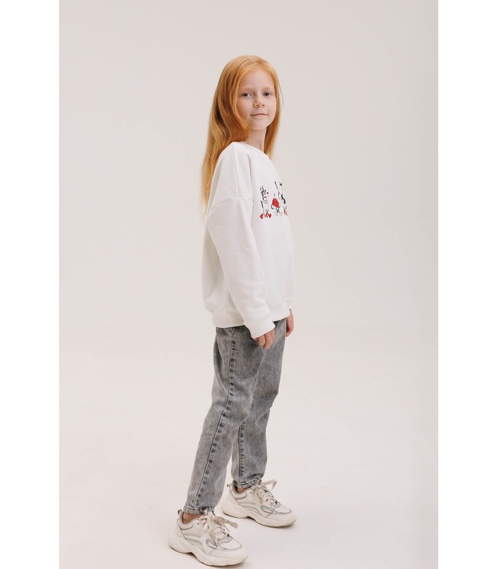 Дитячий джемпер ДЖ350 (205) - дитячий молочний джемпер з новорічним принтом від МамаТато