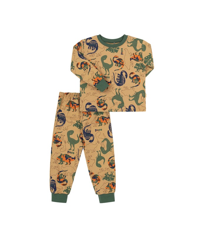 Детская байковая пижама ПЖ55 (ZZ1) - теплая детская пижама с динозаврами от МамаТато